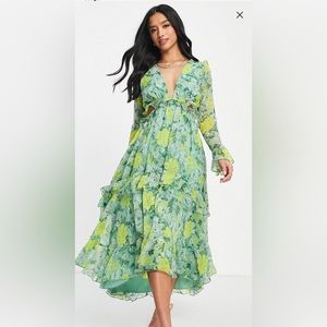 ASOS petite floral midi dress size 2